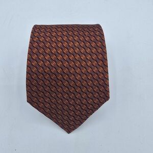 Stafford Mens Necktie 100% Silk Orange Red Geometric Business Tie 57 x 4 Vintage